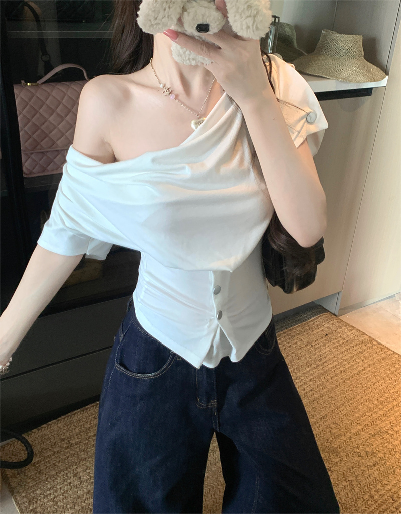 Women’s Draped Two-Way Cowl Neck Slim Fit Top