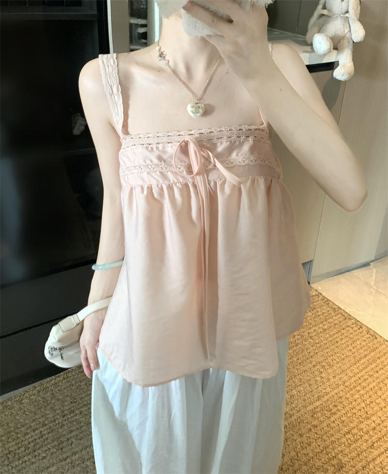 Sweet Lace Trim Camisole Top for Women Summer Loose Slimming Versatile