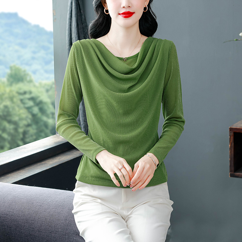 Women’s Stylish Slim Fit Long Sleeve Cowl Neck T-Shirt Casual Versatile Top