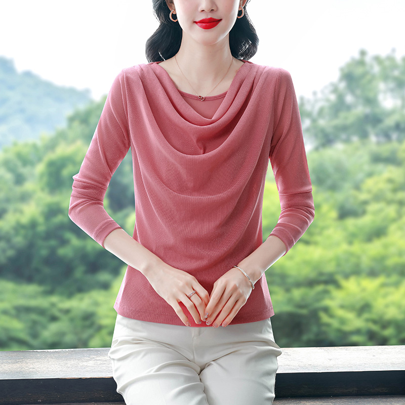 Women’s Stylish Slim Fit Long Sleeve Cowl Neck T-Shirt Casual Versatile Top