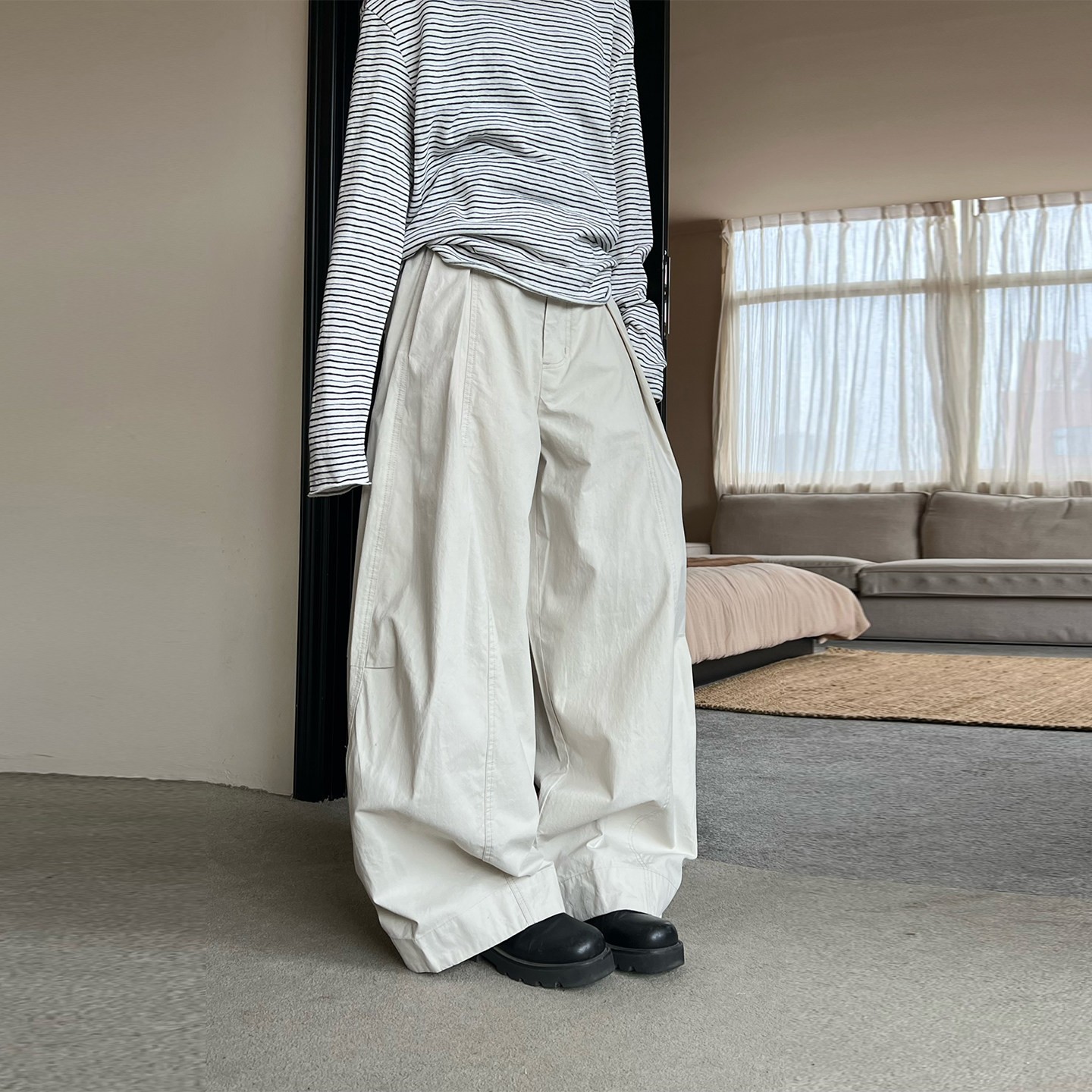 Women's Wide-Leg Woven Casual Pants Cleanfit Neutral Style - Image 5