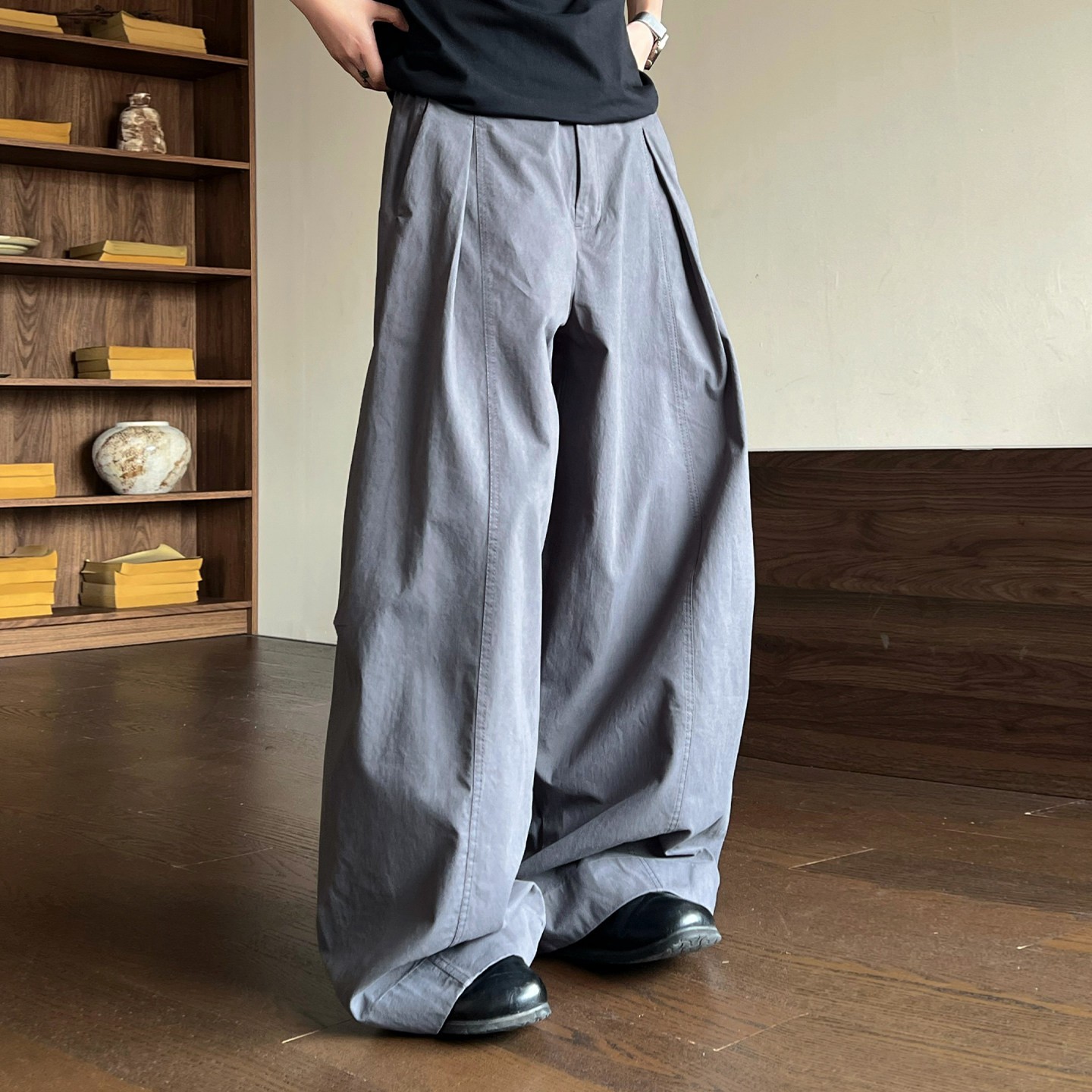 Women's Wide-Leg Woven Casual Pants Cleanfit Neutral Style - Image 3