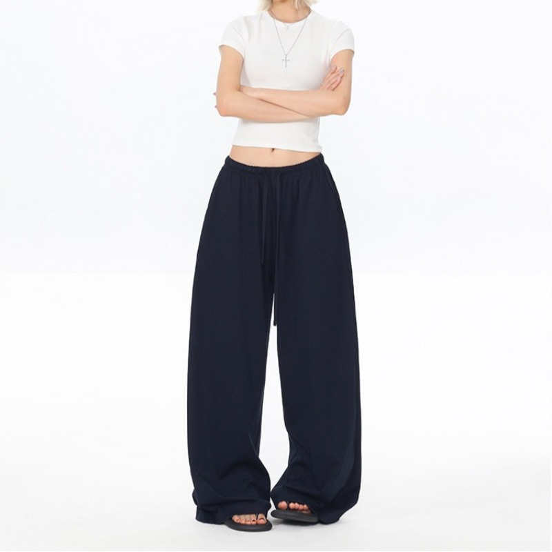 Women's Relaxed Wide-Leg Casual Pants in Navy - Image 5