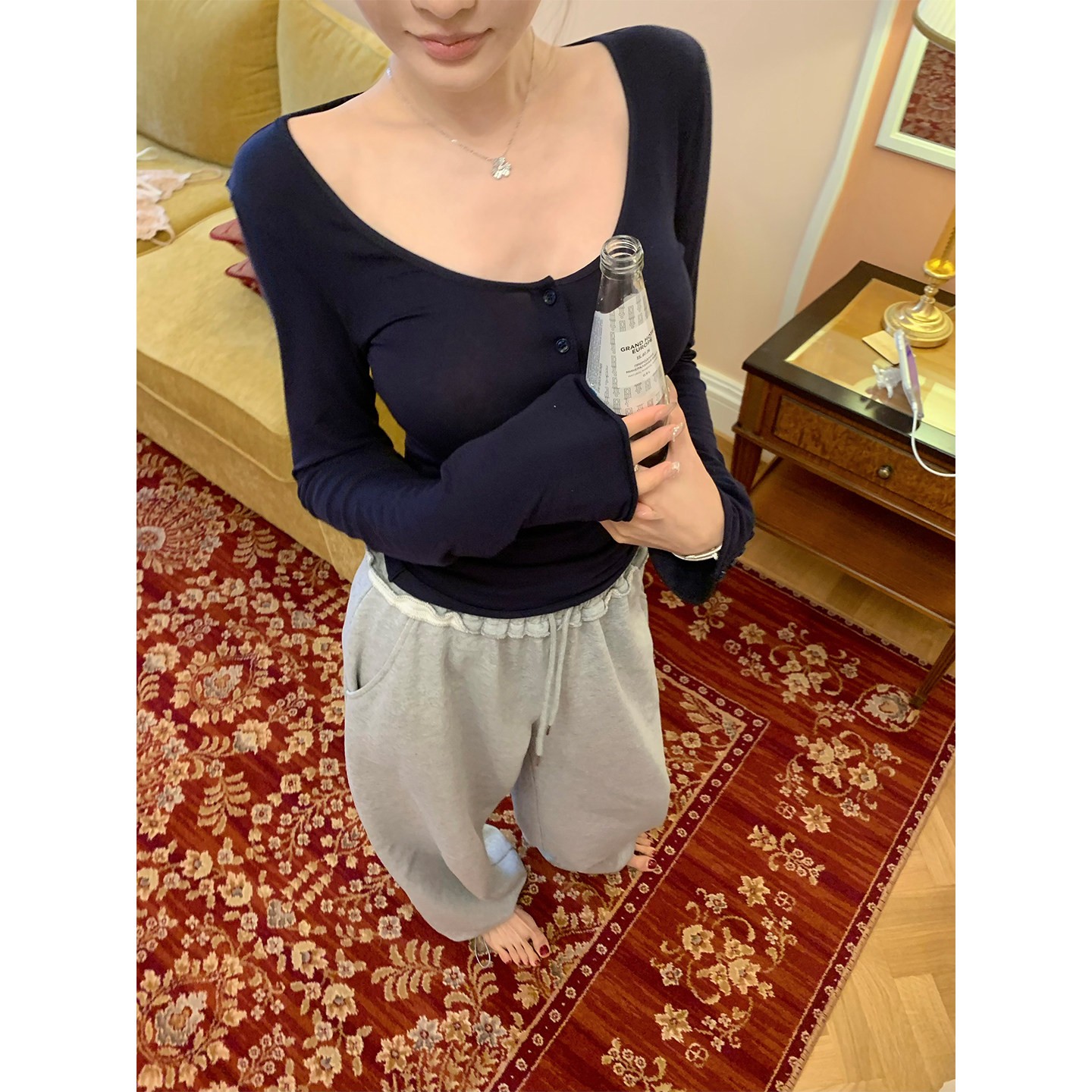 Women's Casual Wide-Leg Pants with Drawstring and Embroidery - Image 4