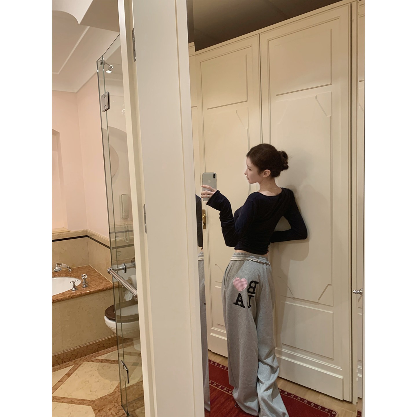 Women’s Casual Wide-Leg Pants with Drawstring and Embroidery