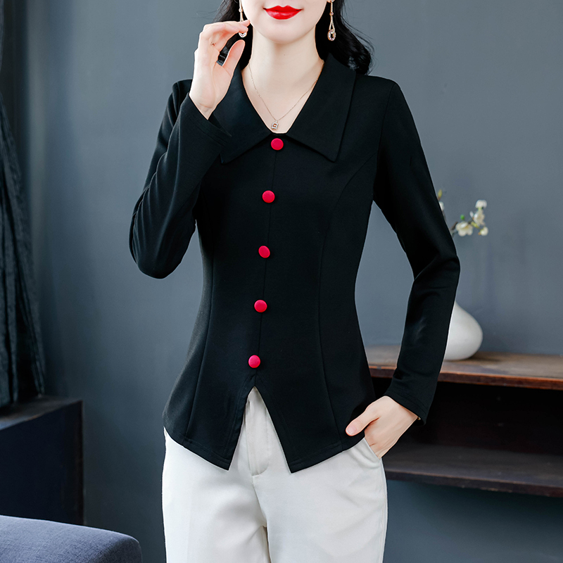 Women’s Black Plus Size Long Sleeve Slim Fit T-Shirt