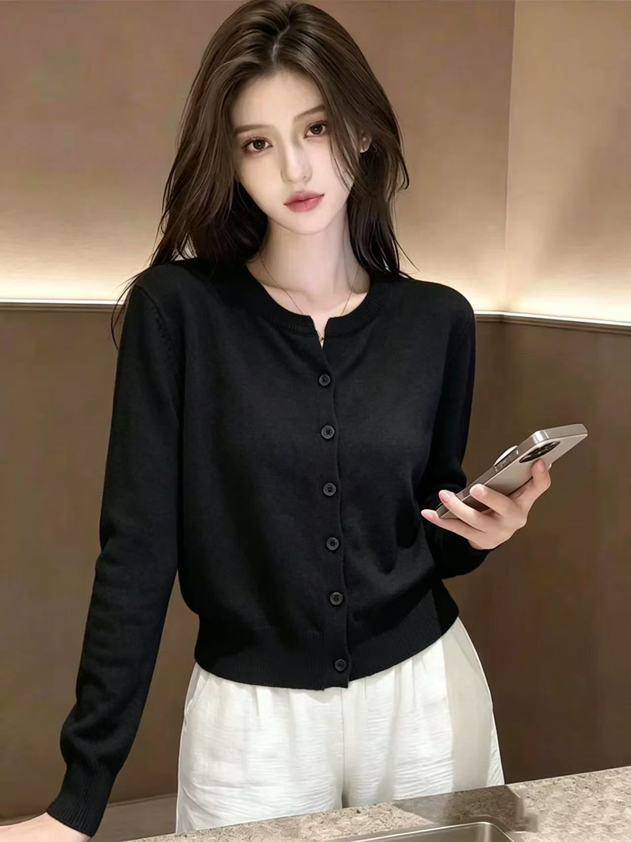 Women's 100% Wool Knit Pullover Sweater with Round Neck - Image 3